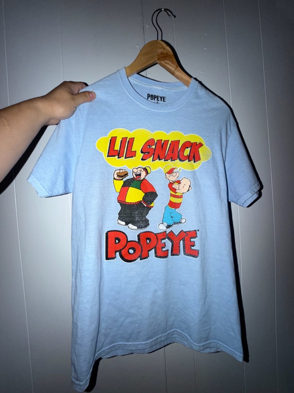 Popeye "Lil Snack" Light Blue Graphic Tee